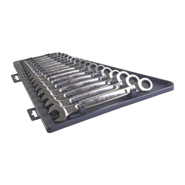 Milwaukee 15-teilig metrisch MAX BITE Ratschen-Ringmaulschlüsselsatz Produktbild img1 L