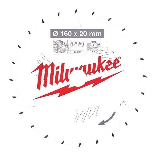 Milwaukee 160/20 mm Z24 Wechselzahn Kreissägeblatt Holz für Handkreissägen Produktbild img2 L