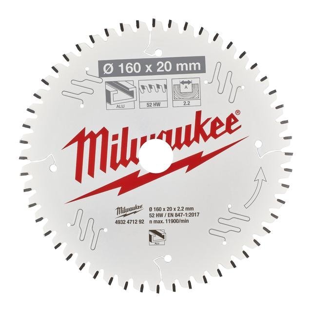 Milwaukee 160/20 mm Z52 Flachtrapezzahn Kreissägeblatt Holz/Alu für Handkreissägen Produktbild img1 L