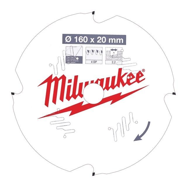 Milwaukee 160/20 mm Z4 Diamant Kreissägeblatt Faserzement für Handkreissägen Produktbild img2 L