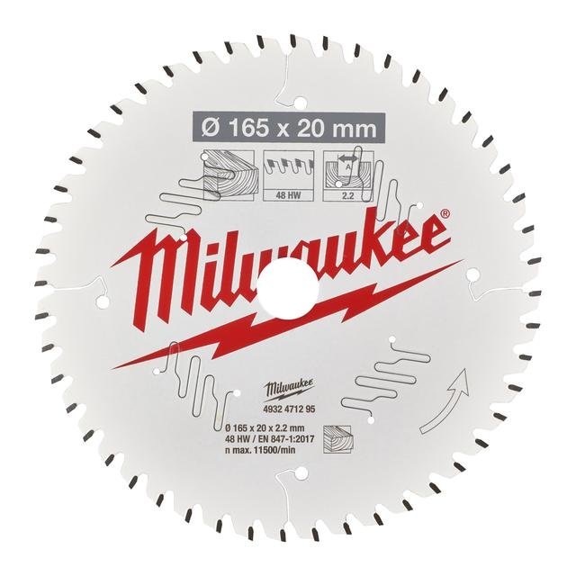 Milwaukee 165/20 mm Z48 Wechselzahn Kreissägeblatt Holz für Handkreissägen Produktbild img1 L