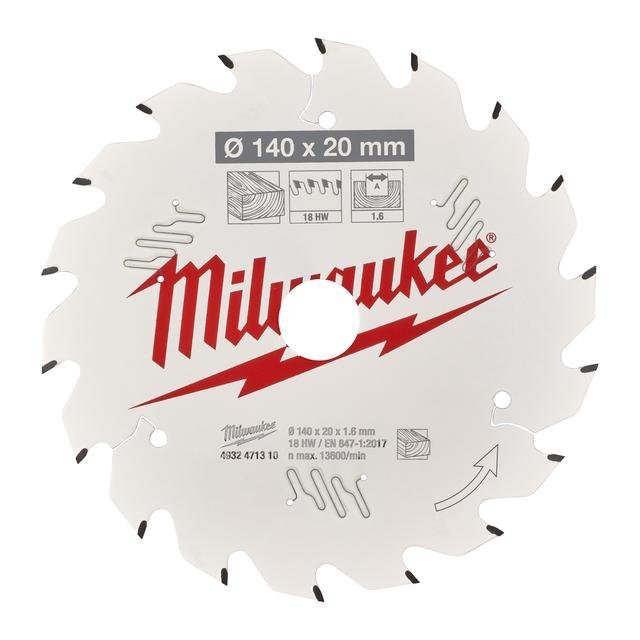 Milwaukee 140/20 mm Z18 Wechselzahn Kreissägeblatt Holz für Akku-Handkreissägen Produktbild img1 L