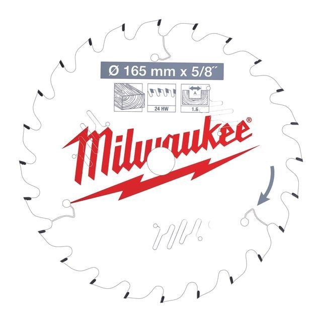 Milwaukee 165/15,87 mm Z24 Wechselzahn Kreissägeblatt Holz für Akku-Handkreissägen Produktbild img2 L