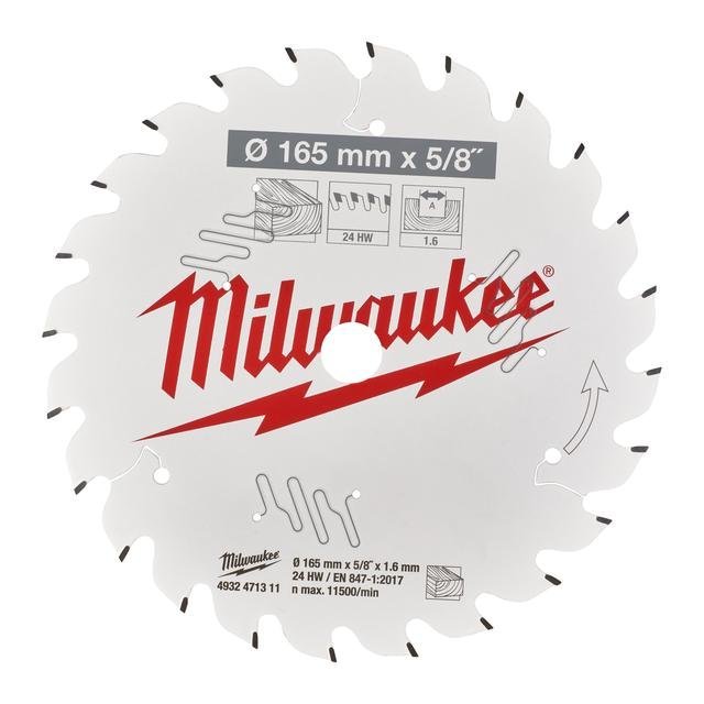 Milwaukee 165/15,87 mm Z24 Wechselzahn Kreissägeblatt Holz für Akku-Handkreissägen Produktbild img1 L