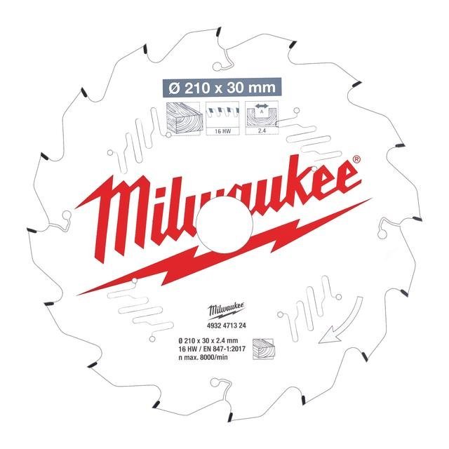 Milwaukee 210/30 mm Z16 Wechselzahn Kreissägeblatt Holz für Tischkreissägen Produktbild img2 L