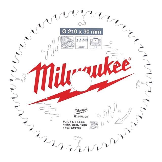 Milwaukee 210/30 mm Z48 Wechselzahn Kreissägeblatt Holz für Tischkreissägen Produktbild img2 L