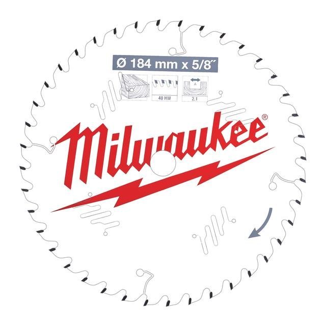 Milwaukee 184/15,87 mm 40 Wechselzahn Kreissägeblatt Holz für Handkreissägen Produktbild img2 L