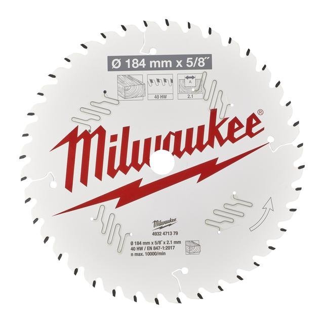 Milwaukee 184/15,87 mm 40 Wechselzahn Kreissägeblatt Holz für Handkreissägen Produktbild img1 L