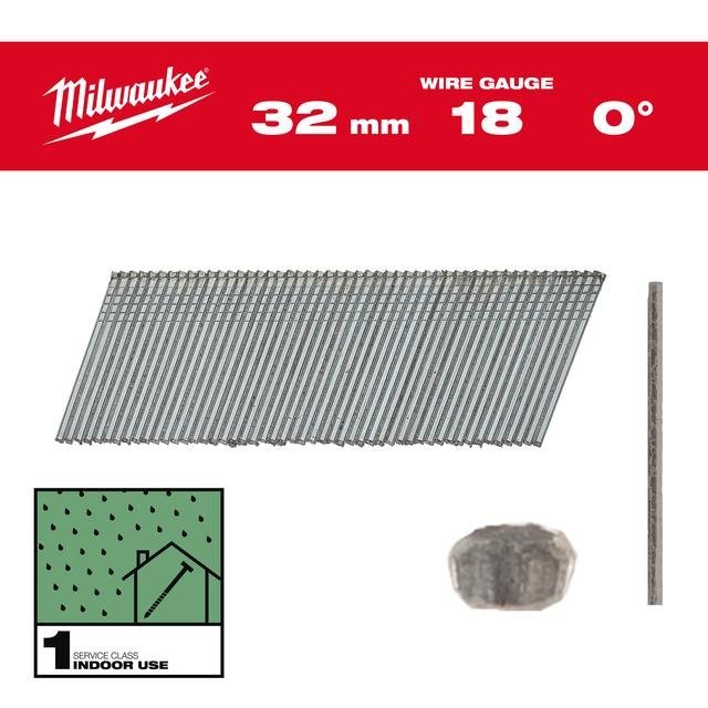 Milwaukee 1,05 x 1,25 x 32 mm verzinkt, 0° Stauchkopf-Nägel 18 Gauge für M18FN18GS & M18CN18GS Produktbild img1 L