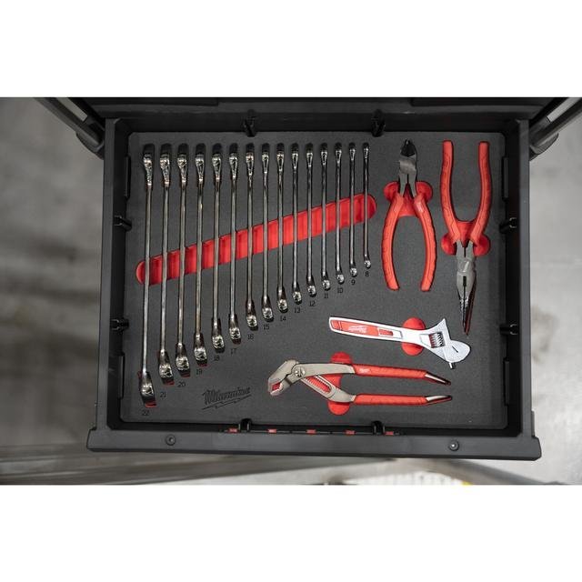 Milwaukee 19-teilige Einlage für PACKOUT Koffer mit Schubladen PACKOUT Ringmaulschlüssel und Zangen Einlage Produktbild img3 L