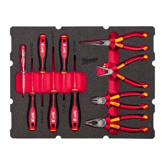 Milwaukee 10-teilige Einlage für PACKOUT Koffer mit Schubladen VDE Zangen und VDE Schraubendreher Einlage Produktbild img1 L