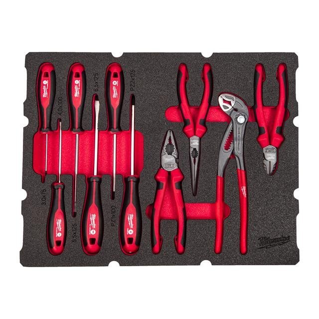 Milwaukee 10-teilige Einlage für PACKOUT Koffer mit Schubladen Zangen und Schraubendreher Einlage Produktbild img1 L