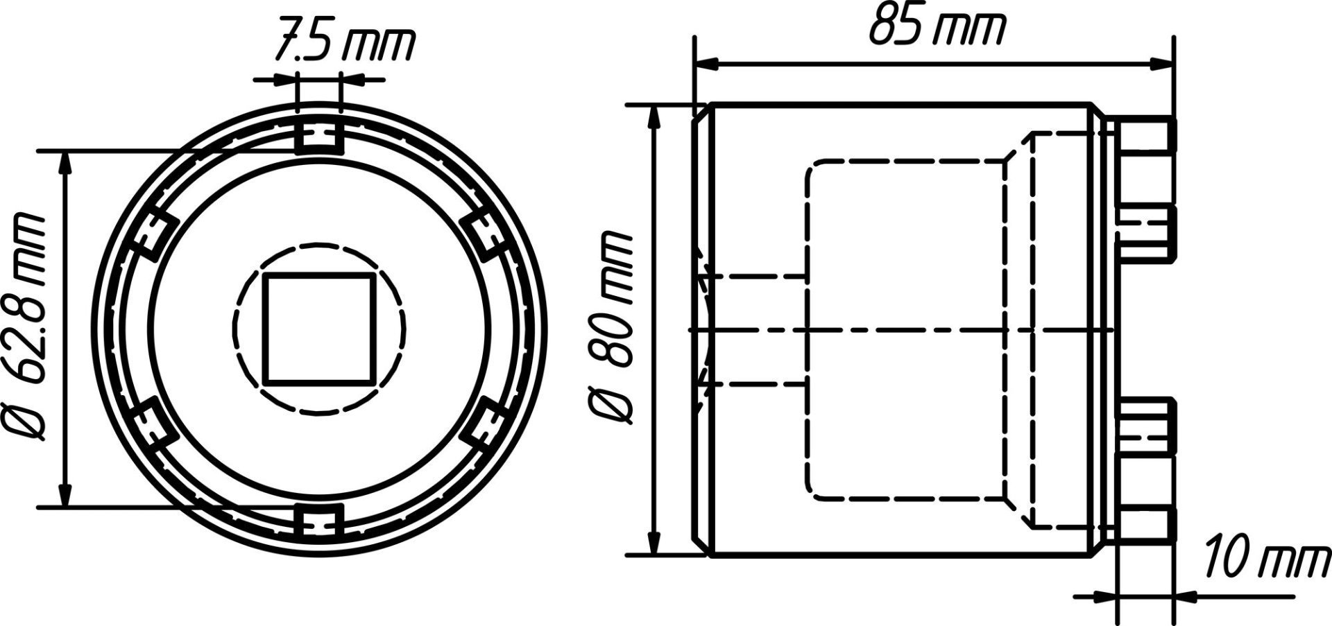 HAZET Nkw Zapfenschlüssel 4937-62 ∙ 3/4 Zoll (20 mm) Vierkant hohl ∙ Länge: 85 mm Produktbild img3 L