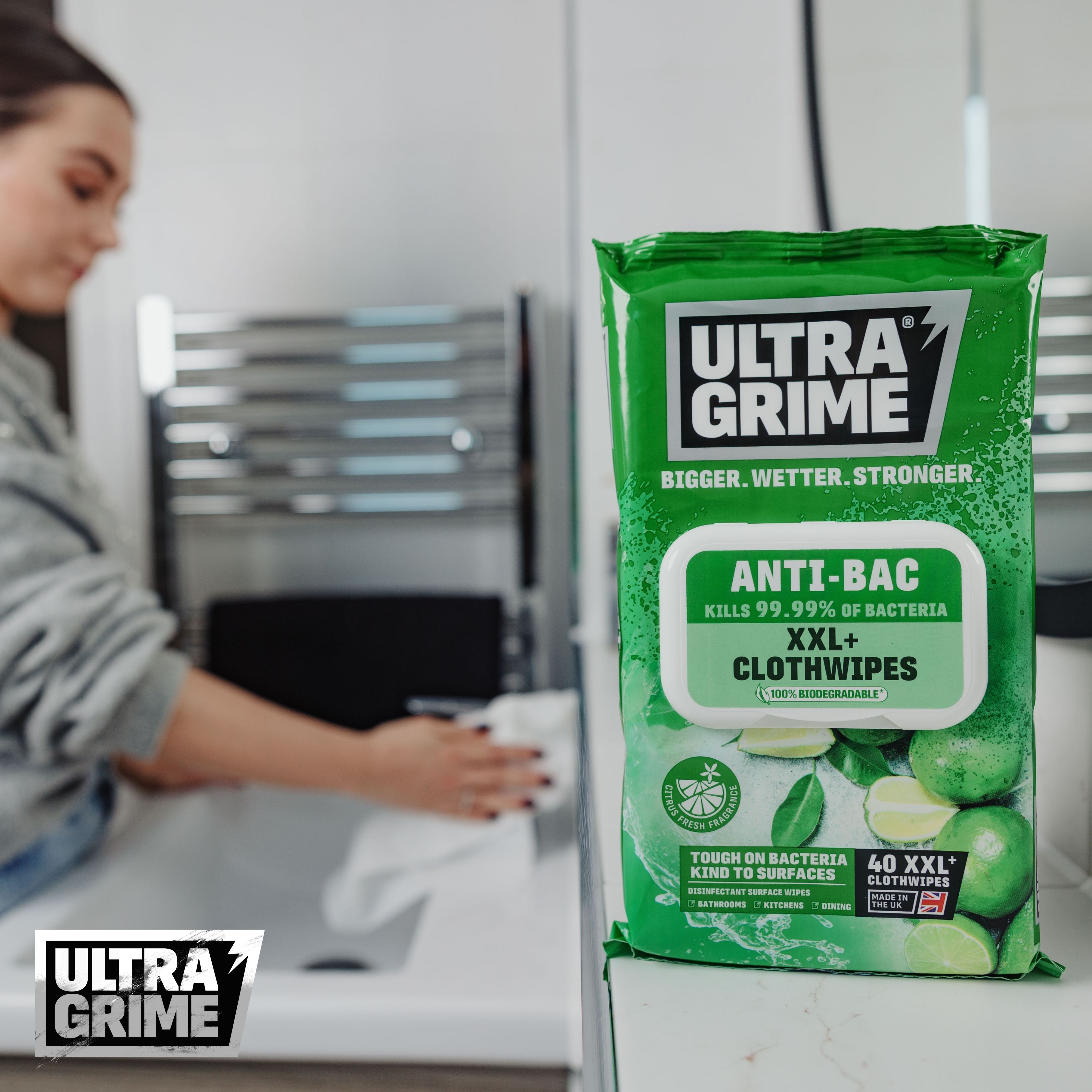 UltraGrime Life Antibakteriell  40 Tücher / Pack Haushaltspackung Produktbild img3 L