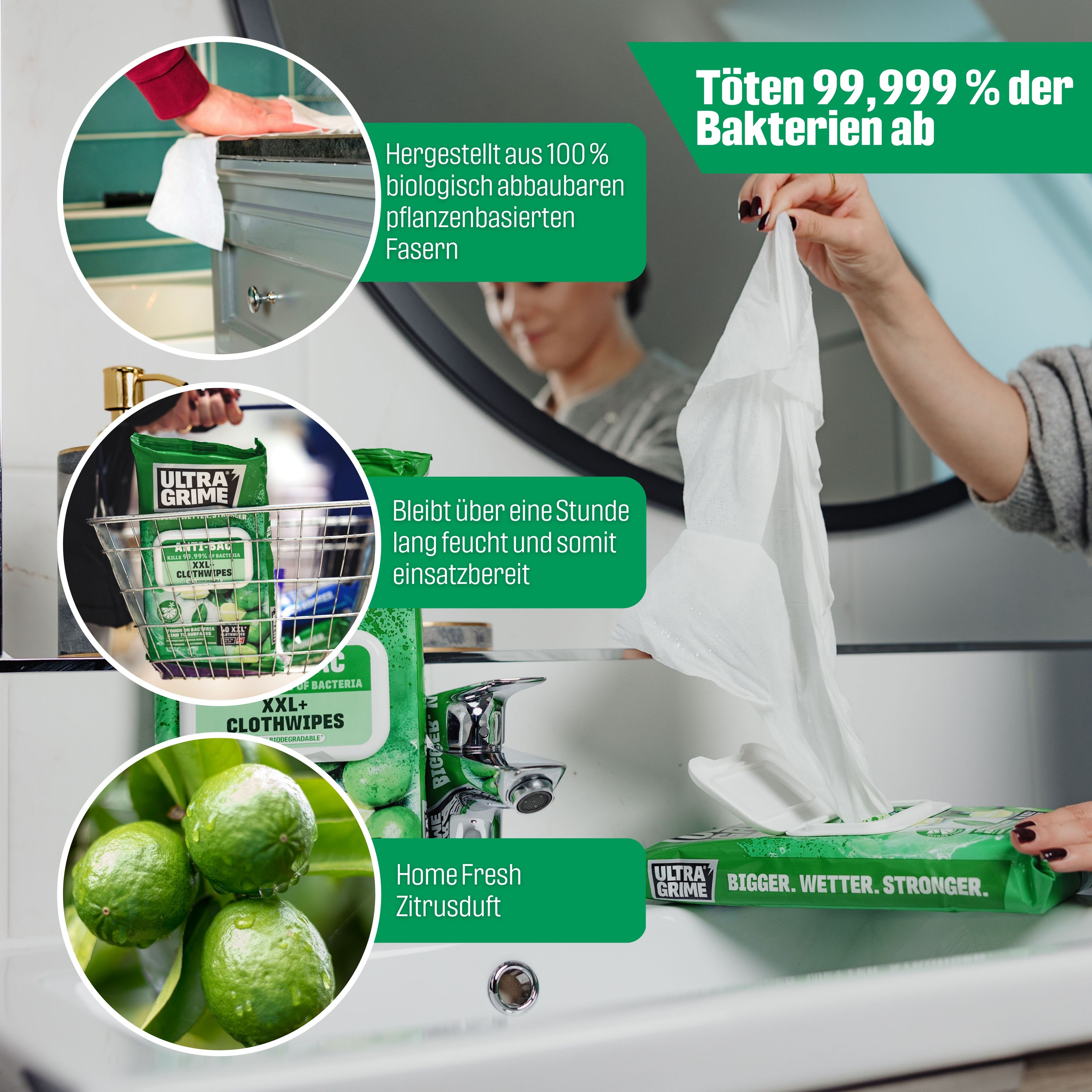 UltraGrime Life Antibakteriell  40 Tücher / Pack Haushaltspackung Produktbild img5 L
