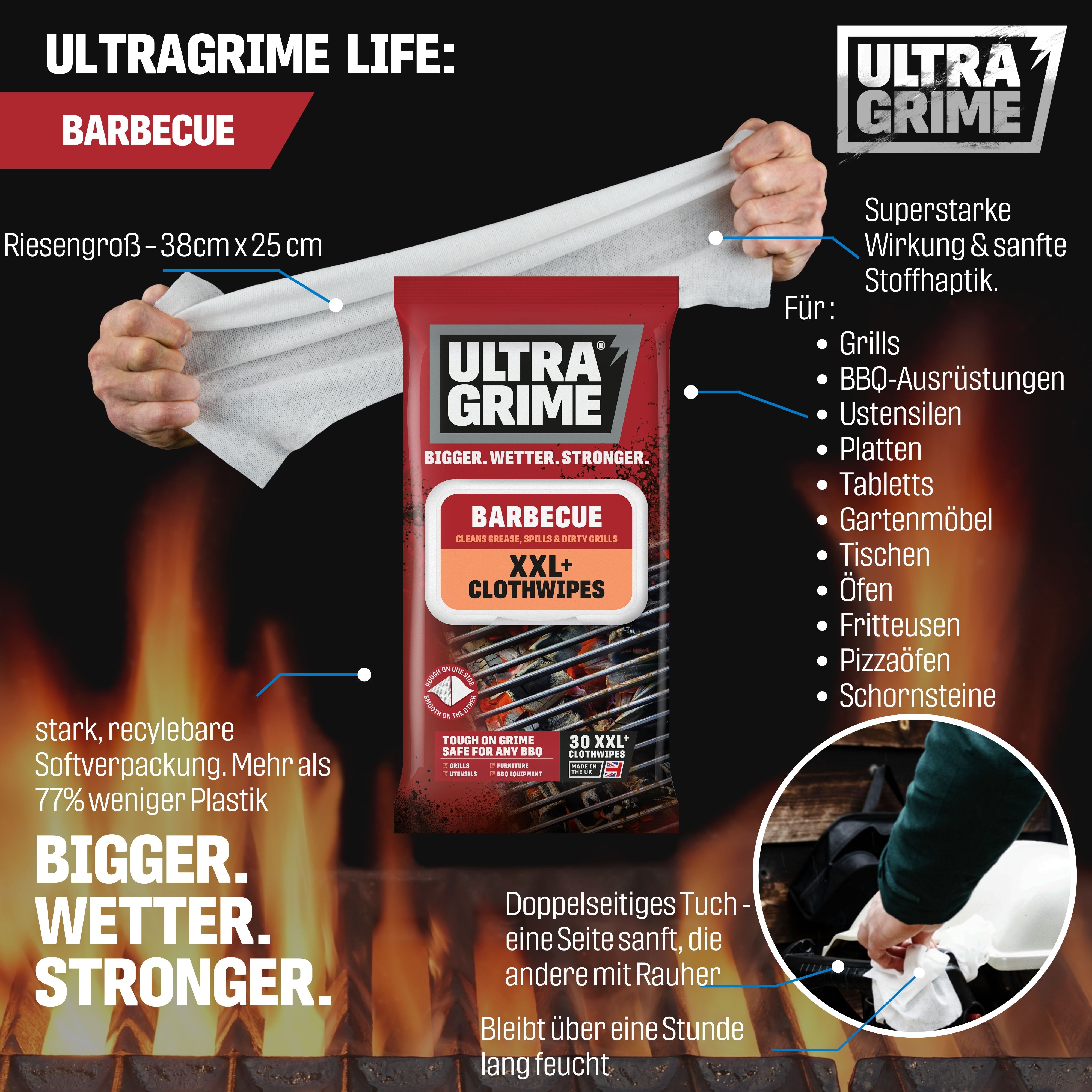UltraGrime Life Reinigungstücher Barbecue XXL 30 Tücher/Pack Produktbild img3 L