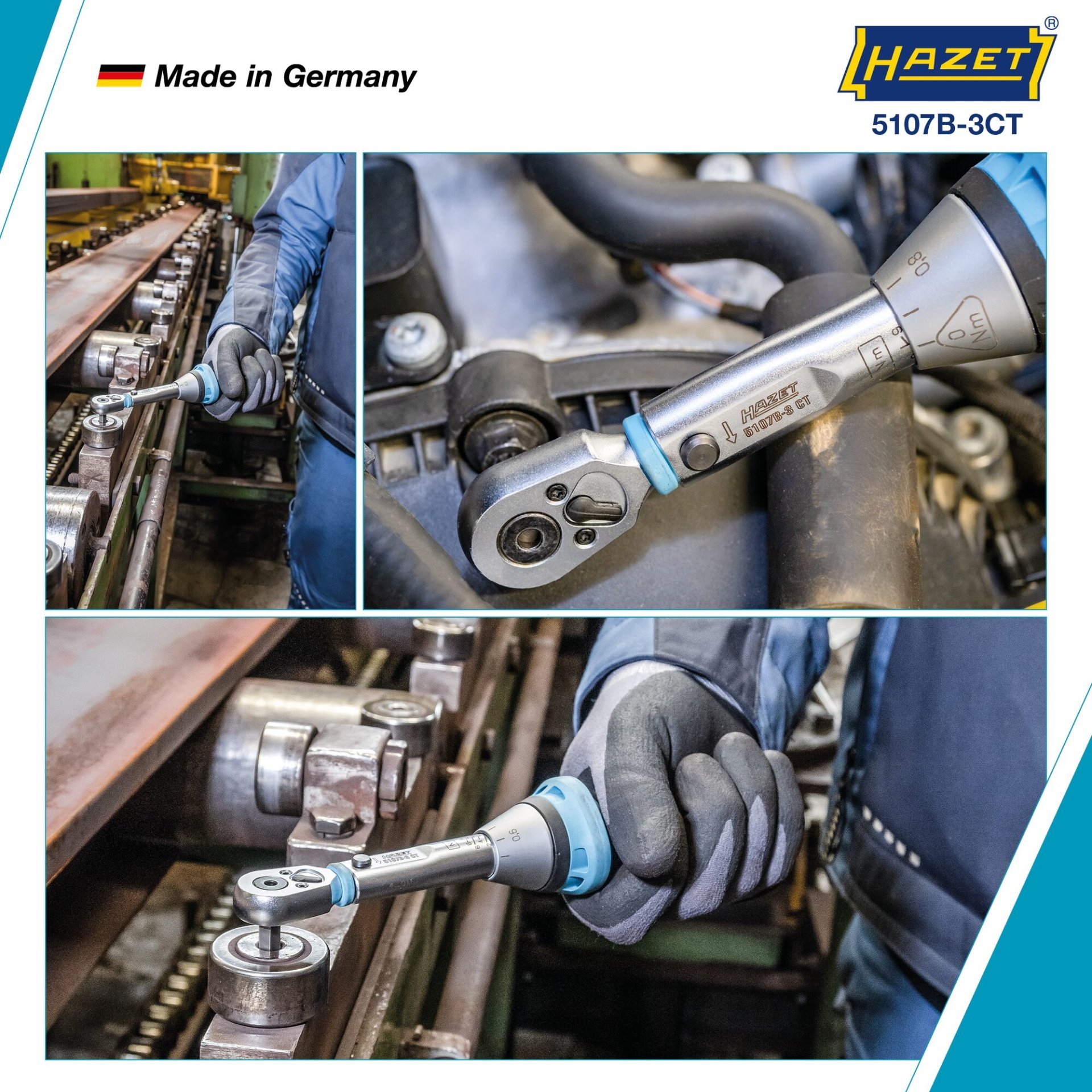 HAZET Drehmomentschlüssel mit Bit-Umschaltknarre 5107B-3CT ∙ Drehmomentbereich min-max: 1 – 9 Nm ∙ Genauigkeit: 4% ∙ 1/4 Zoll (6,3 mm) Sechskant hohl ∙ Länge: 234 mm Produktbild img3 L