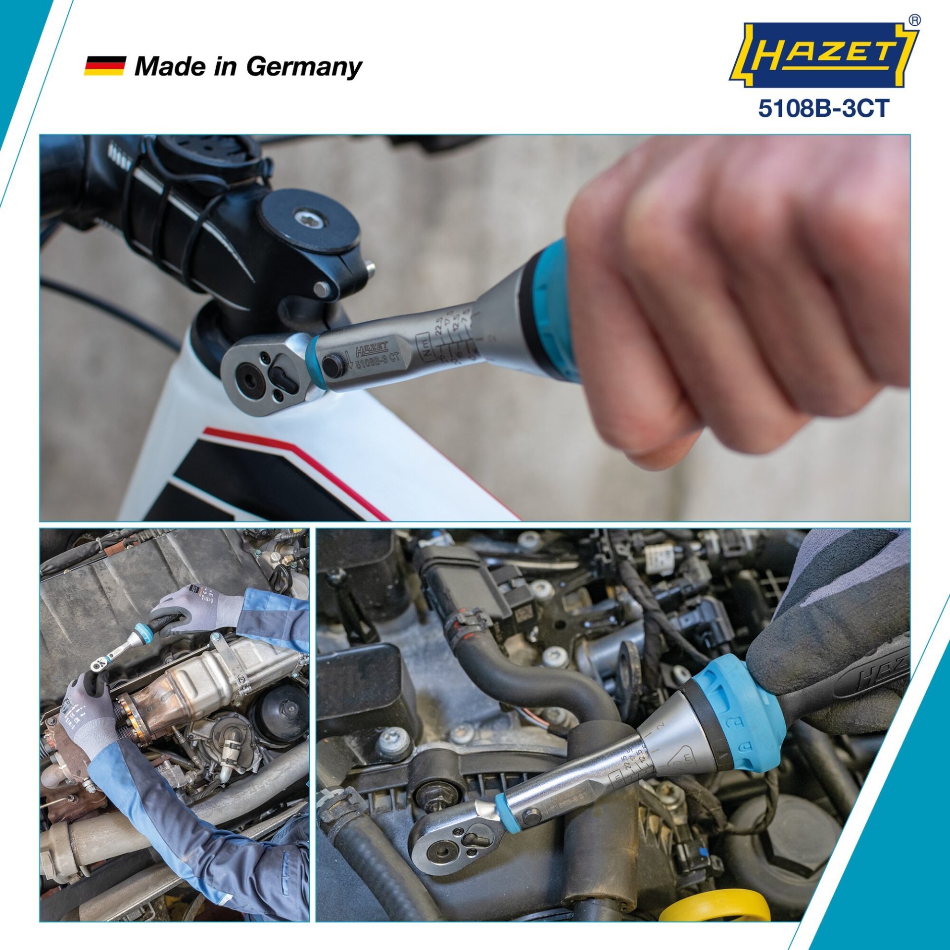HAZET Drehmomentschlüssel mit Bit-Umschaltknarre 5108B-3CT ∙ Drehmomentbereich min-max: 2.5 – 25 Nm ∙ Genauigkeit: 3% ∙ 1/4 Zoll (6,3 mm) Sechskant hohl ∙ Länge: 234 mm Produktbild img3 L