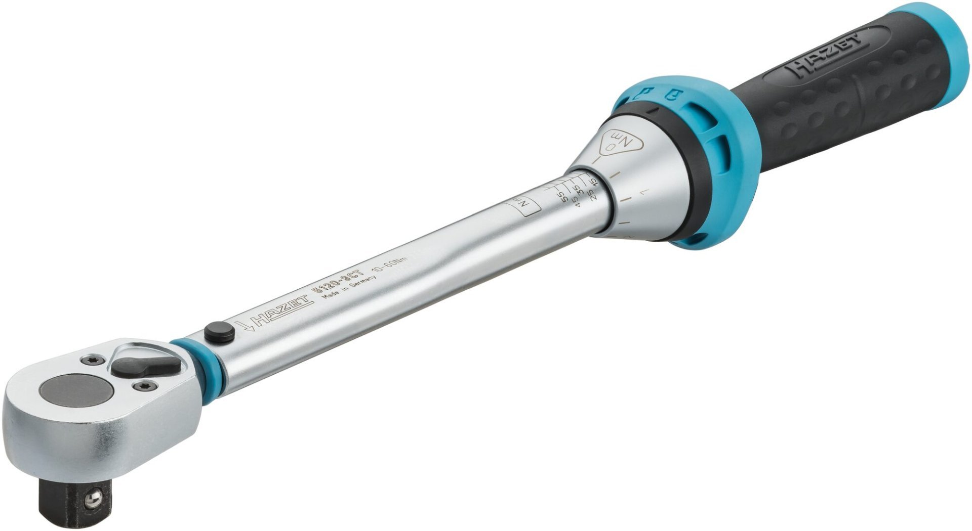 HAZET Drehmomentschlüssel 5120-3CT ∙ Drehmomentbereich min-max: 10 – 60 Nm ∙ Genauigkeit: 3% ∙ 1/2 Zoll (12,5 mm) Vierkant massiv ∙ Länge: 320 mm Produktbild img1 L