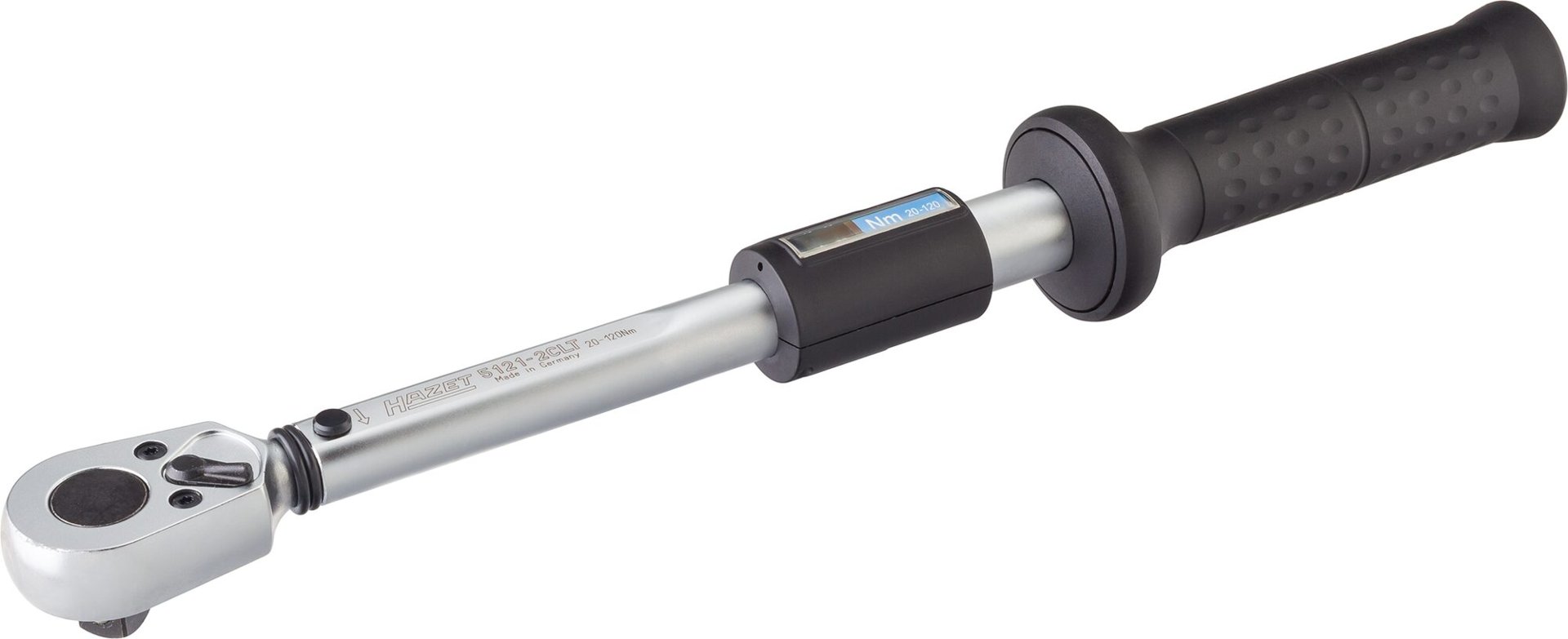 HAZET Drehmomentschlüssel mit DAkkS-Kalibrierschein 5121-2CLTCAL ∙ Drehmomentbereich min-max: 20 – 120 Nm ∙ Genauigkeit: 4% ∙ 1/2 Zoll (12,5 mm) Vierkant massiv ∙ Länge: 435 mm Produktbild img1 L