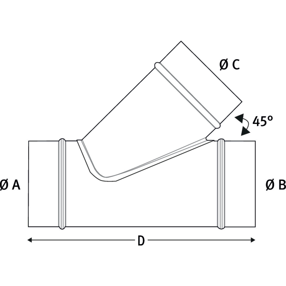 Holzkraft Abzweigstück 45° Ø 250/250/200 Produktbild img2 L