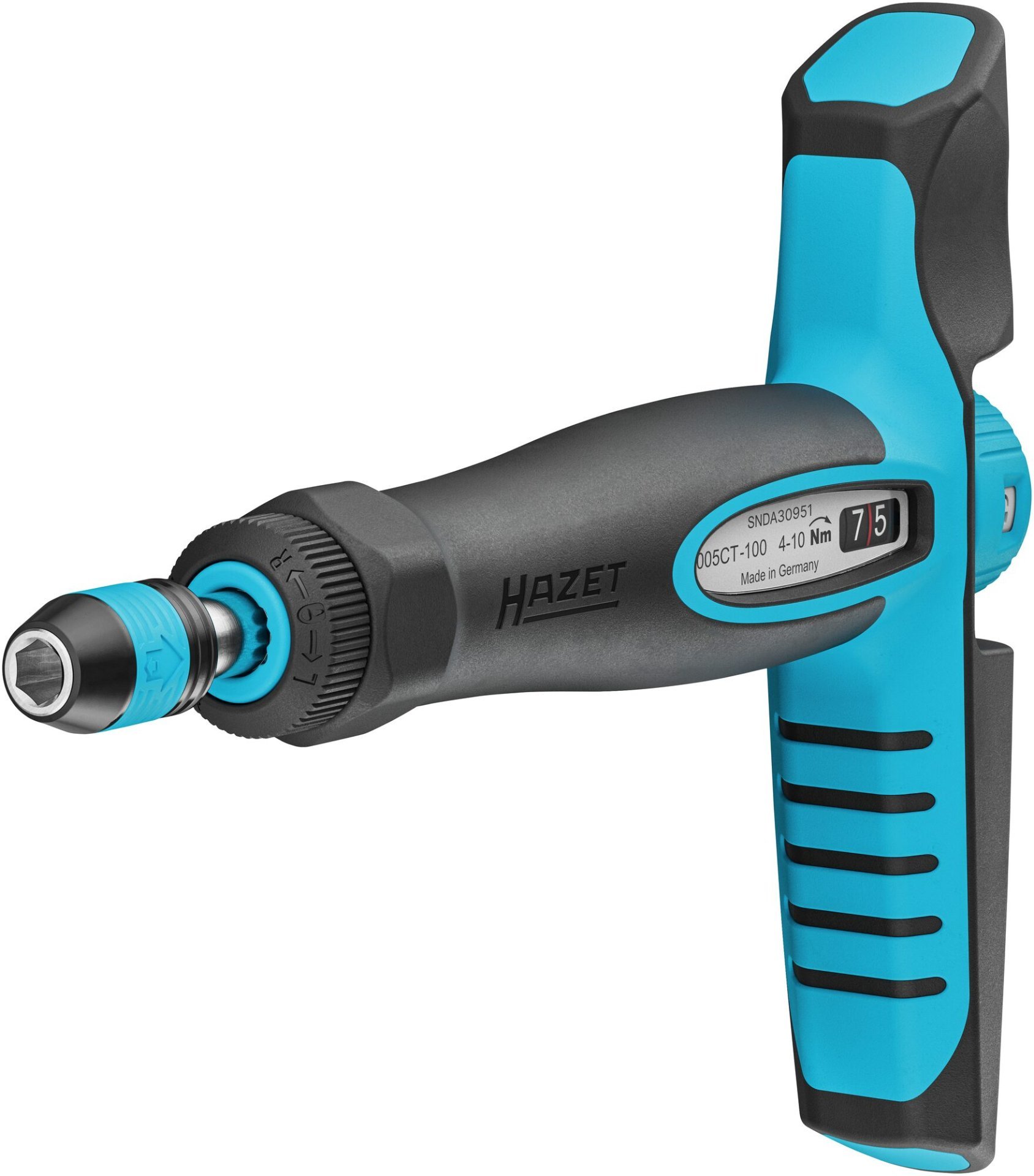 HAZET Drehmomentschraubendreher mit Quergriff 6005CT-100 ∙ Drehmomentbereich min-max: 4 – 10 Nm ∙ Genauigkeit: 6% ∙ 1/4 Zoll (6,3 mm) Sechskant hohl ∙ Länge: 198 mm Produktbild img4 L