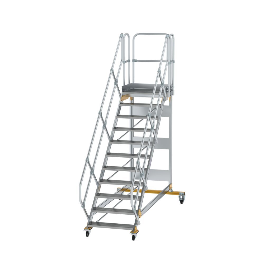 MUNK Plattformtreppe 45° fahrbar Stufenbreite 800 mm  Aluminium geriffelt Produktbild img1 L