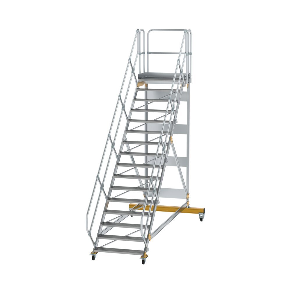 Plattformtreppe 45° fahrbar Stufenbreite 1000mm Aluminium geriffelt Produktbild img1 L