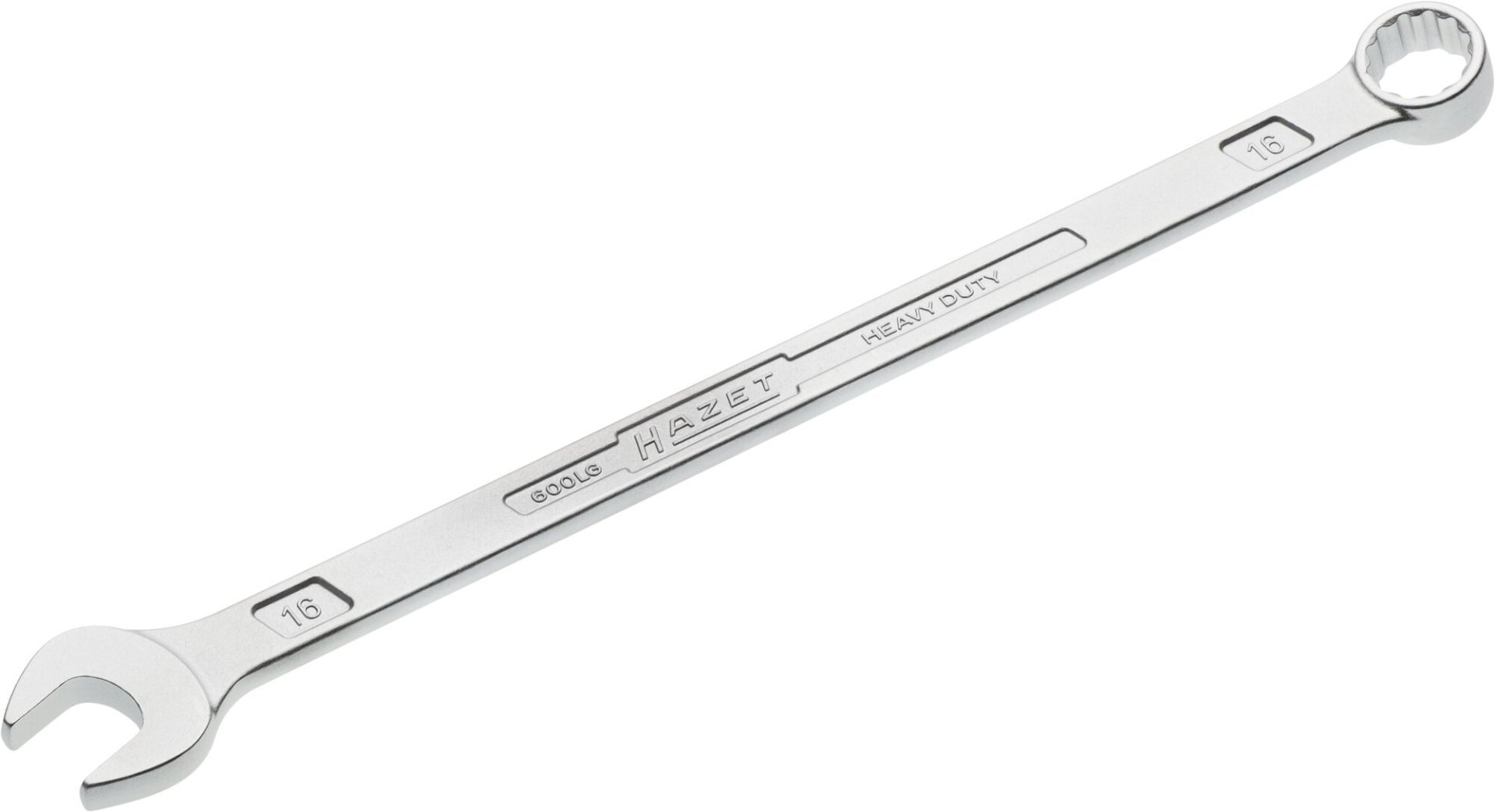 HAZET Ring-Maulschlüssel ∙ extralang ∙ schlanke Bauform 600LG-16 ∙ Außen Doppelsechskant-Tractionsprofil ∙ SW 16 mm Produktbild img1 L