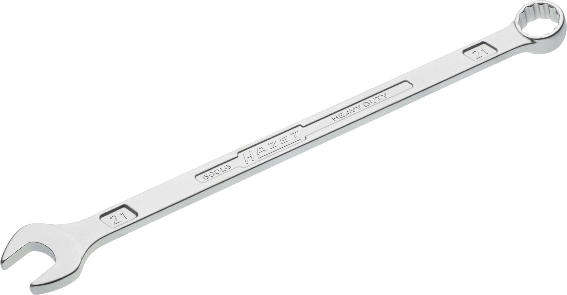 HAZET Ring-Maulschlüssel ∙ extralang ∙ schlanke Bauform 600LG-21 ∙ Außen Doppelsechskant-Tractionsprofil ∙ SW 21 mm Produktbild img1 L
