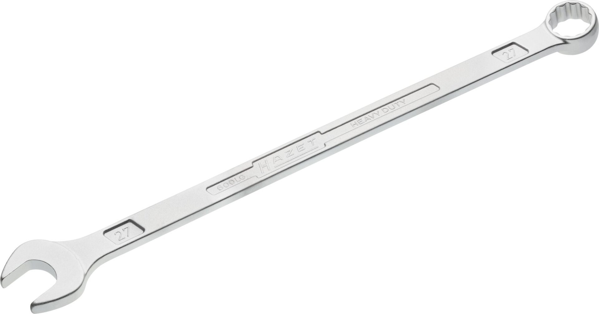HAZET Ring-Maulschlüssel ∙ extralang ∙ schlanke Bauform 600LG-27 ∙ Außen Doppelsechskant-Tractionsprofil ∙ SW 27 mm Produktbild img1 L