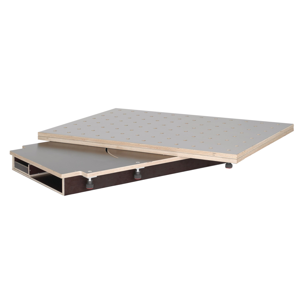 Holzkraft Tischoberteil 120x80/160x120 cm, HPL Lochrasterplatte Ø20 mm, mit Schubkasten Produktbild img2 L