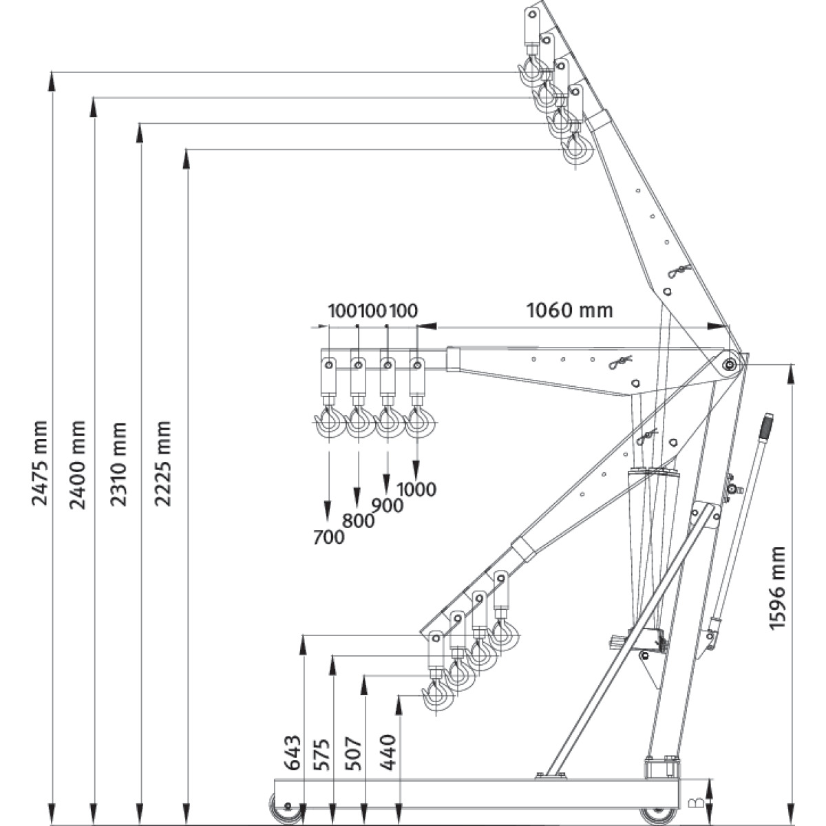 Unicraft Werkstattkran WKP 1000 Produktbild img3 L