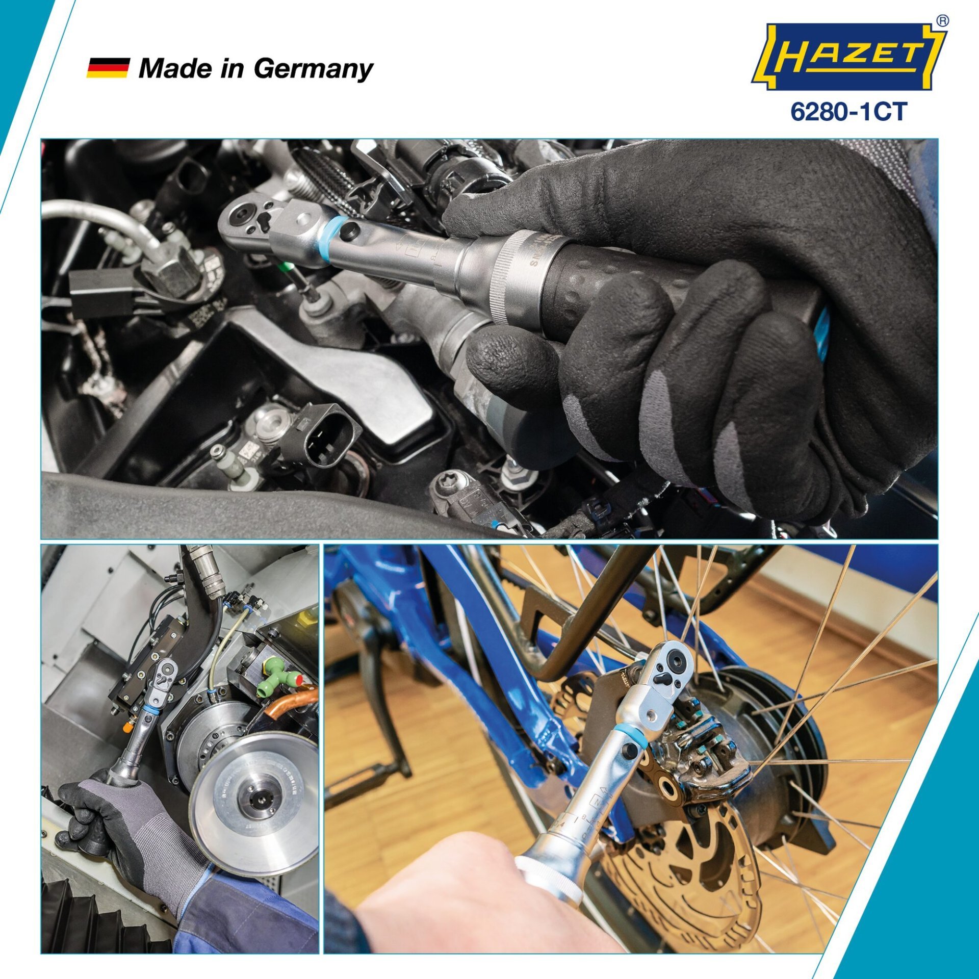 HAZET Drehmomentschlüssel 6280-1CT ∙ Drehmomentbereich min-max: 2 – 10 Nm ∙ Genauigkeit: 2% ∙ 9 x 12 mm Einsteck-Vierkant hohl ∙ Länge: 181 mm Produktbild img2 L