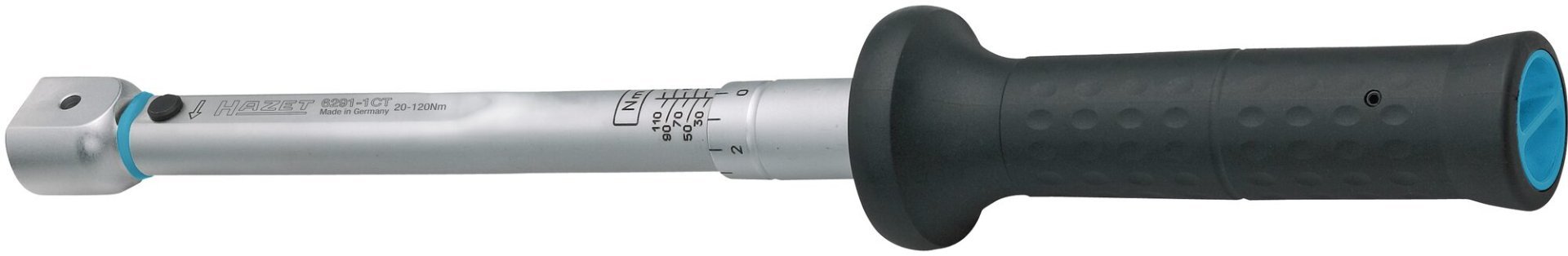 HAZET Drehmomentschlüssel 6291-1CT ∙ Drehmomentbereich min-max: 20 – 120 Nm ∙ Genauigkeit: 2% ∙ 14 x 18 mm Einsteck-Vierkant hohl ∙ Länge: 401 mm Produktbild img2 L