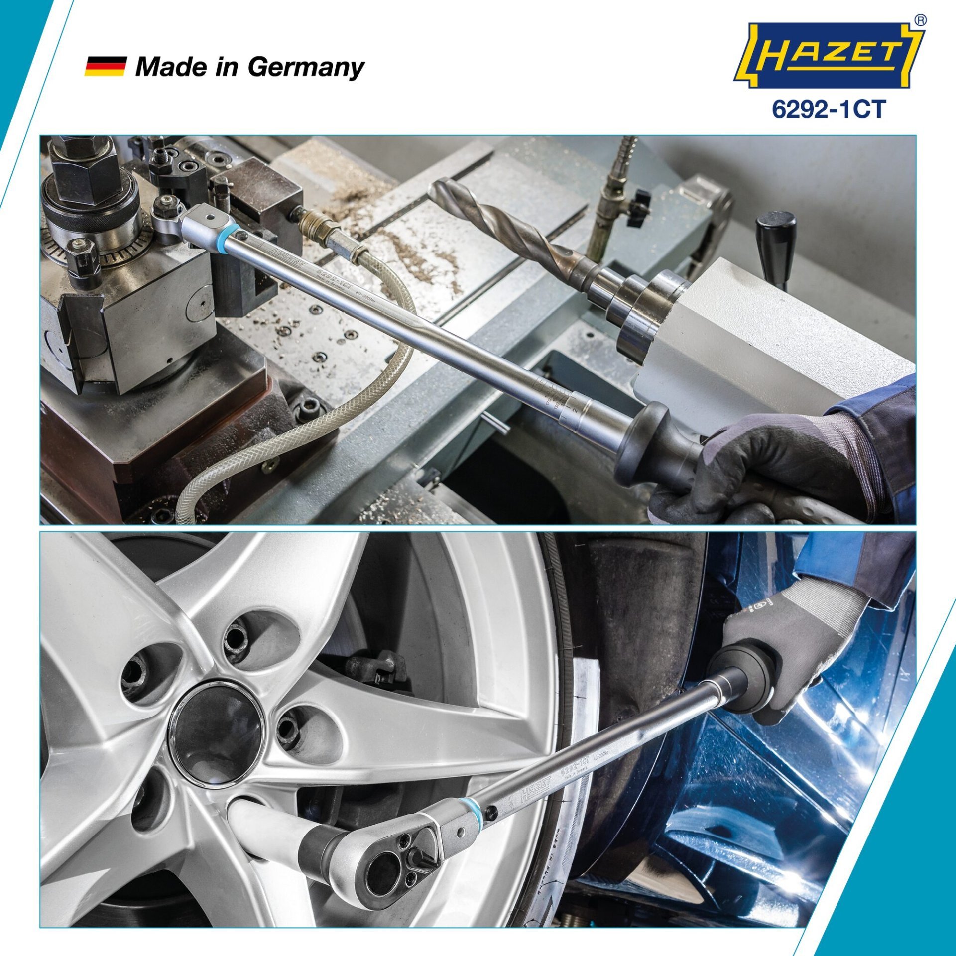 HAZET Drehmomentschlüssel 6292-1CT ∙ Drehmomentbereich min-max: 40 – 200 Nm ∙ Genauigkeit: 2% ∙ 14 x 18 mm Einsteck-Vierkant hohl ∙ Länge: 511 mm Produktbild img2 L