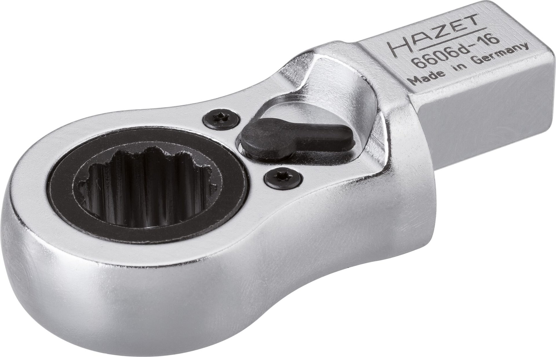 HAZET Einsteck-Ratschen-Ringschlüssel 6606D-16 ∙ 14 x 18 mm Einsteck-Vierkant massiv ∙ Außen Doppelsechskant Profil ∙ SW 16 mm Produktbild img1 L