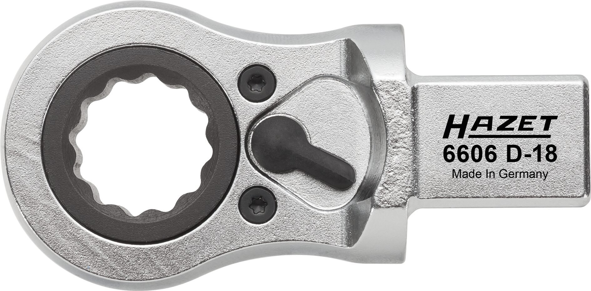 HAZET Einsteck-Ratschen-Ringschlüssel 6606D-16 ∙ 14 x 18 mm Einsteck-Vierkant massiv ∙ Außen Doppelsechskant Profil ∙ SW 16 mm Produktbild img5 L