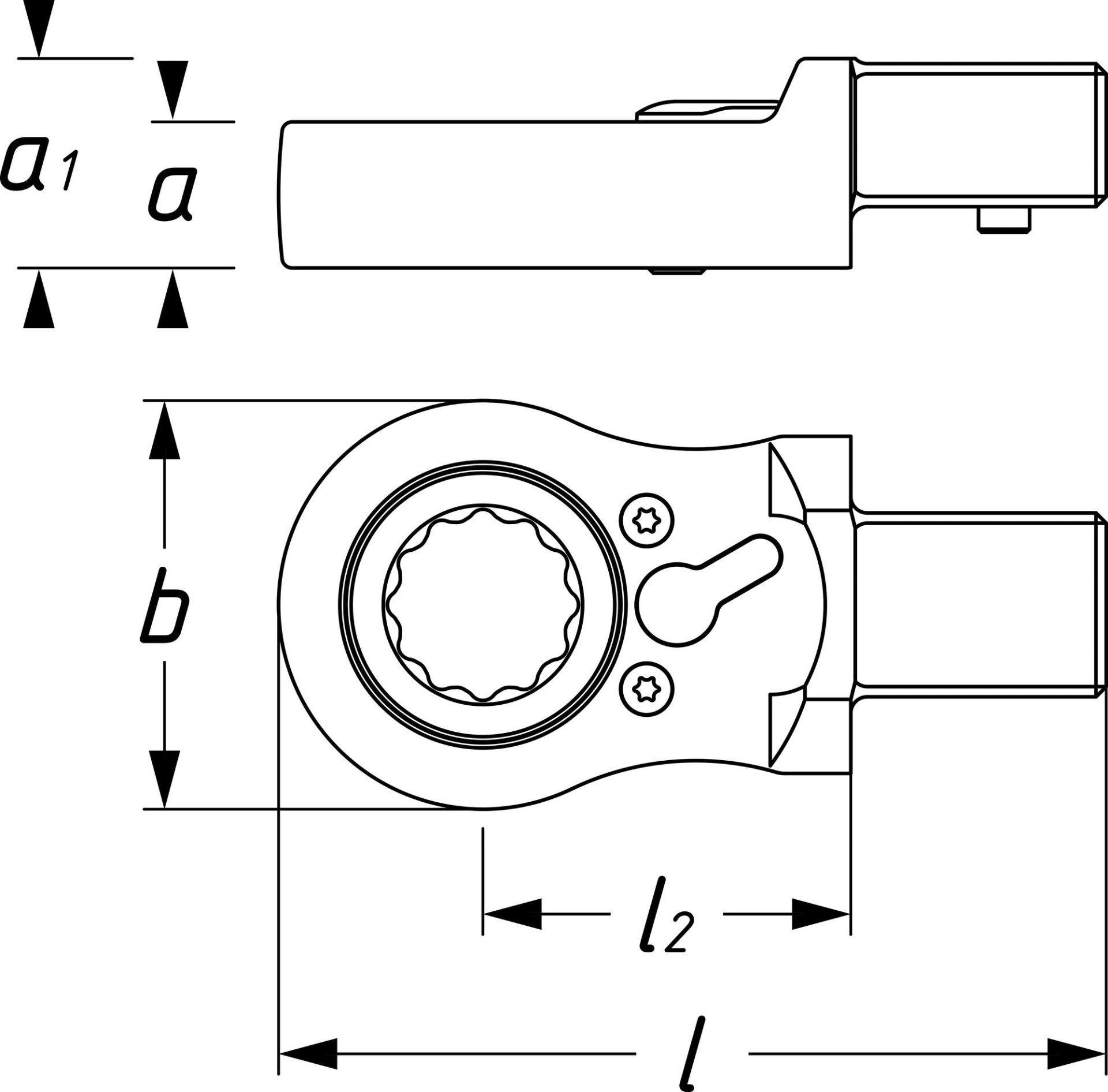 HAZET Einsteck-Ratschen-Ringschlüssel 6606D-16 ∙ 14 x 18 mm Einsteck-Vierkant massiv ∙ Außen Doppelsechskant Profil ∙ SW 16 mm Produktbild img6 L