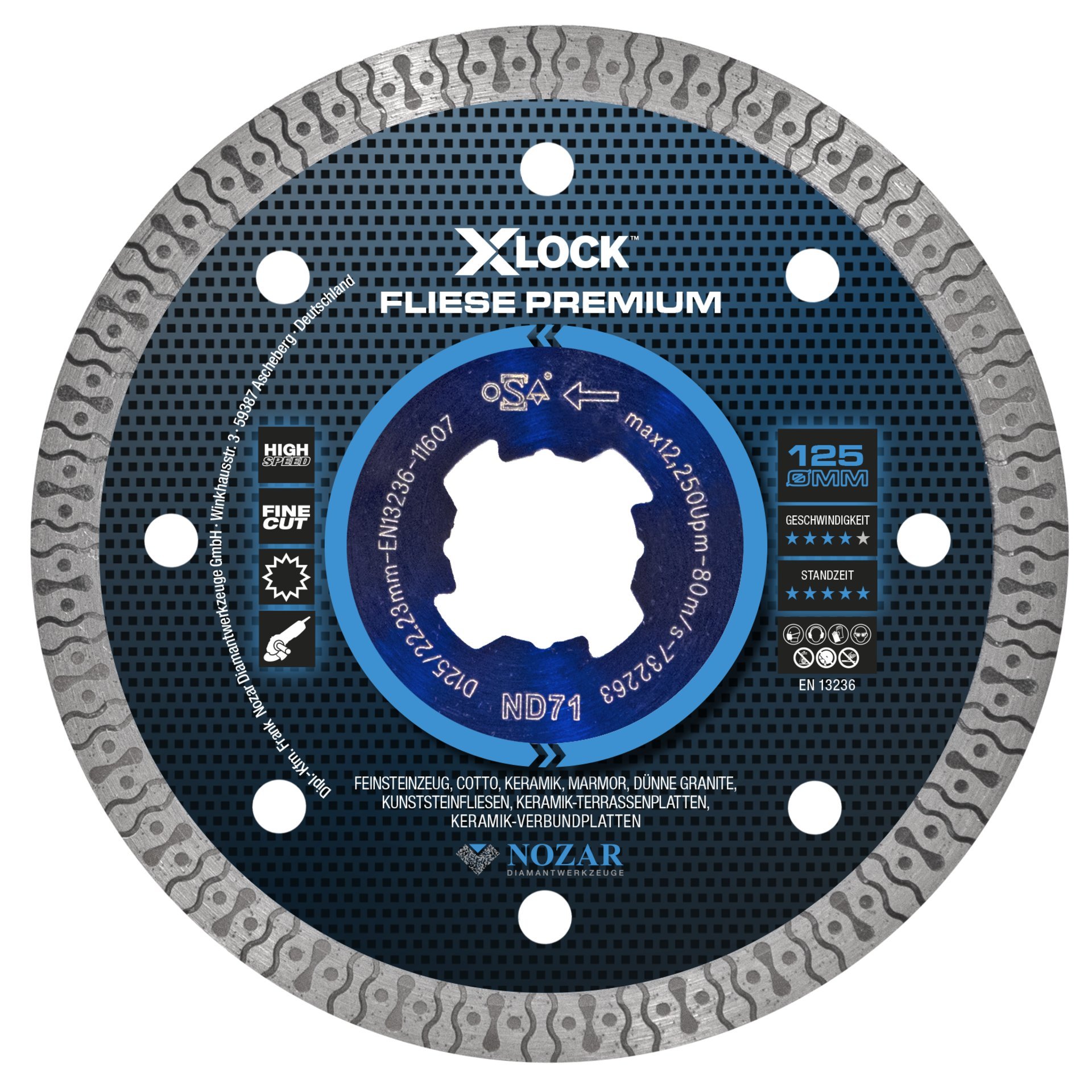 Nozar Diamant Trennscheibe / 125 mm x X-Lock / Fliese Premium Produktbild img1 L