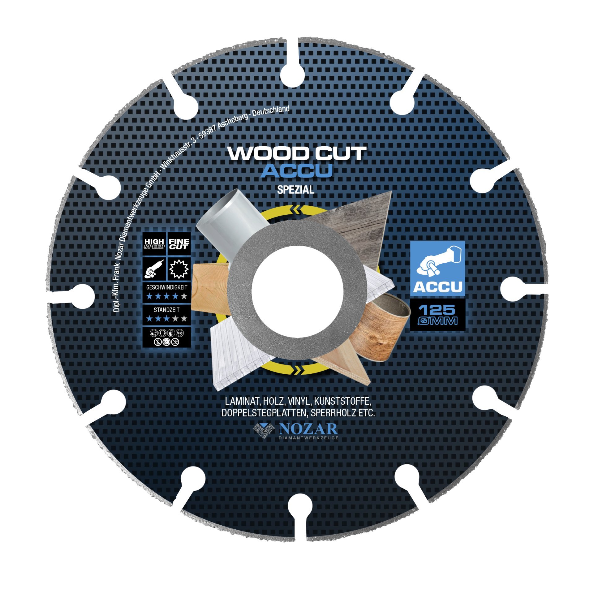 Nozar Hartmetall Trennscheibe / 125x22,23 mm / Wood Cut Accu Produktbild img1 L