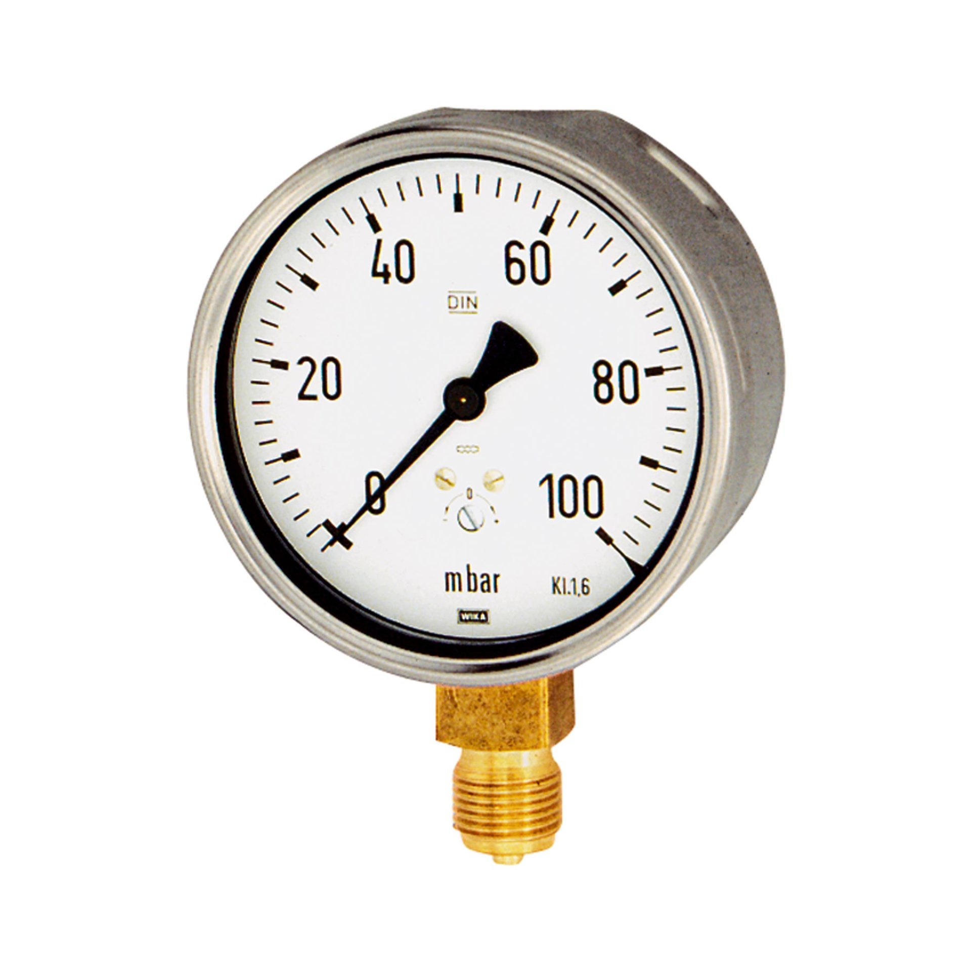 RIEGLER Kapselfedermanometer, G 1/4 radial unten, -100 / 0 mbar, Ø 63 Produktbild img1 L