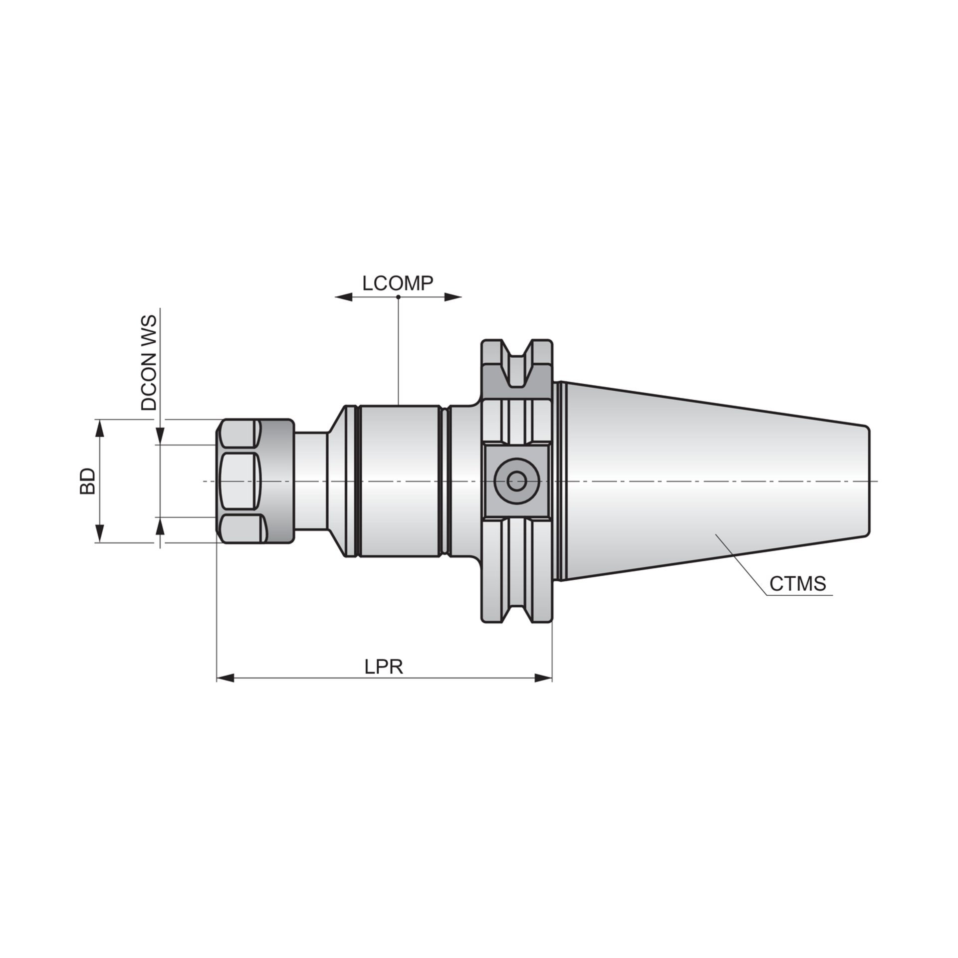 DIN 69871 Schnellwechsel-Gewindeschneidfutter mit Kompensation 69871-QT Produktbild img2 L