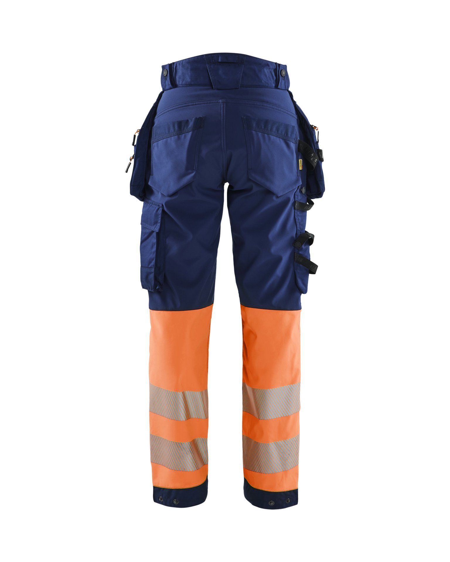 Damen High Vis Arbeitshose Softshell Marineblau/Orange D19 Produktbild img2 L