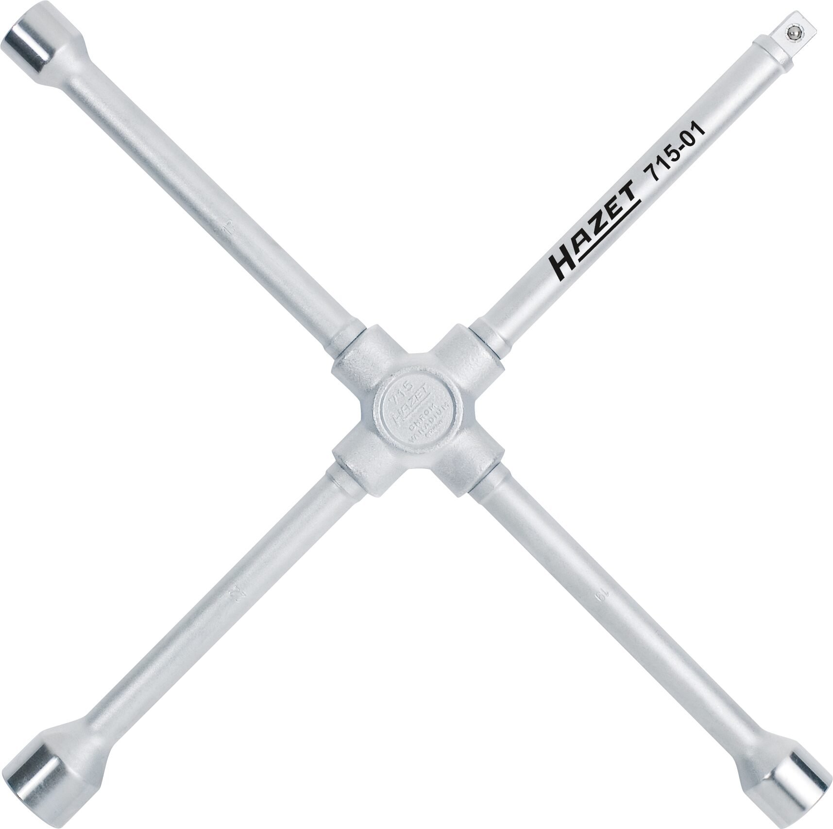 HAZET Kreuzschlüssel 715-01 ∙ Außen Sechskant Profil ∙ SW 17&nbsp;x&nbsp;19&nbsp;x&nbsp;22&nbsp;x&nbsp;Außenvierkant 12,5 = 1/2 Zoll mm Produktbild img1 L