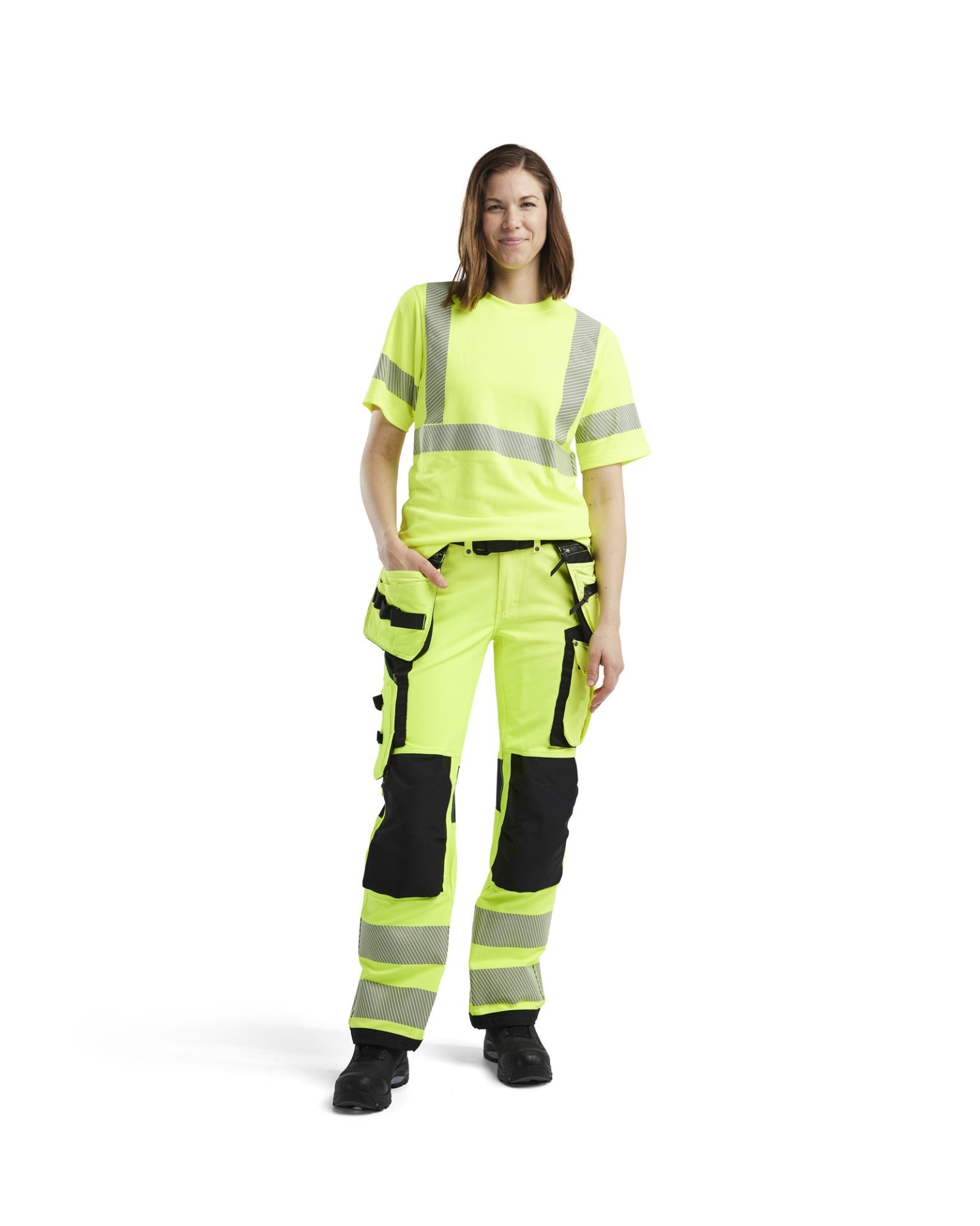 Damen High Vis Arbeitshose 4-Wege-Stretch Produktbild img3 L