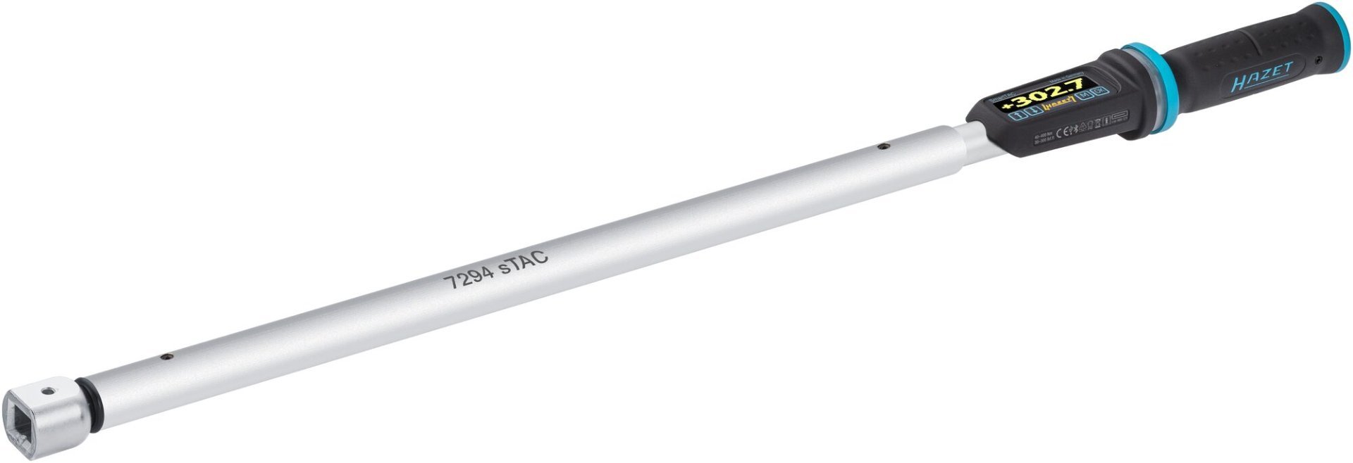 HAZET Elektronischer Drehmoment- / Drehwinkelschlüssel 7294-2STACCAL ∙ Drehmomentbereich min-max: 40 – 400 Nm ∙ lbf min-max: 30 – 300 lbf.ft ∙ Genauigkeit: 1% ∙ 14 x 18 mm Einsteck-Vierkant hohl, 3/4 Zoll (20 mm) Vierkant massiv ∙ Länge: 945 mm Produktbild img5 L