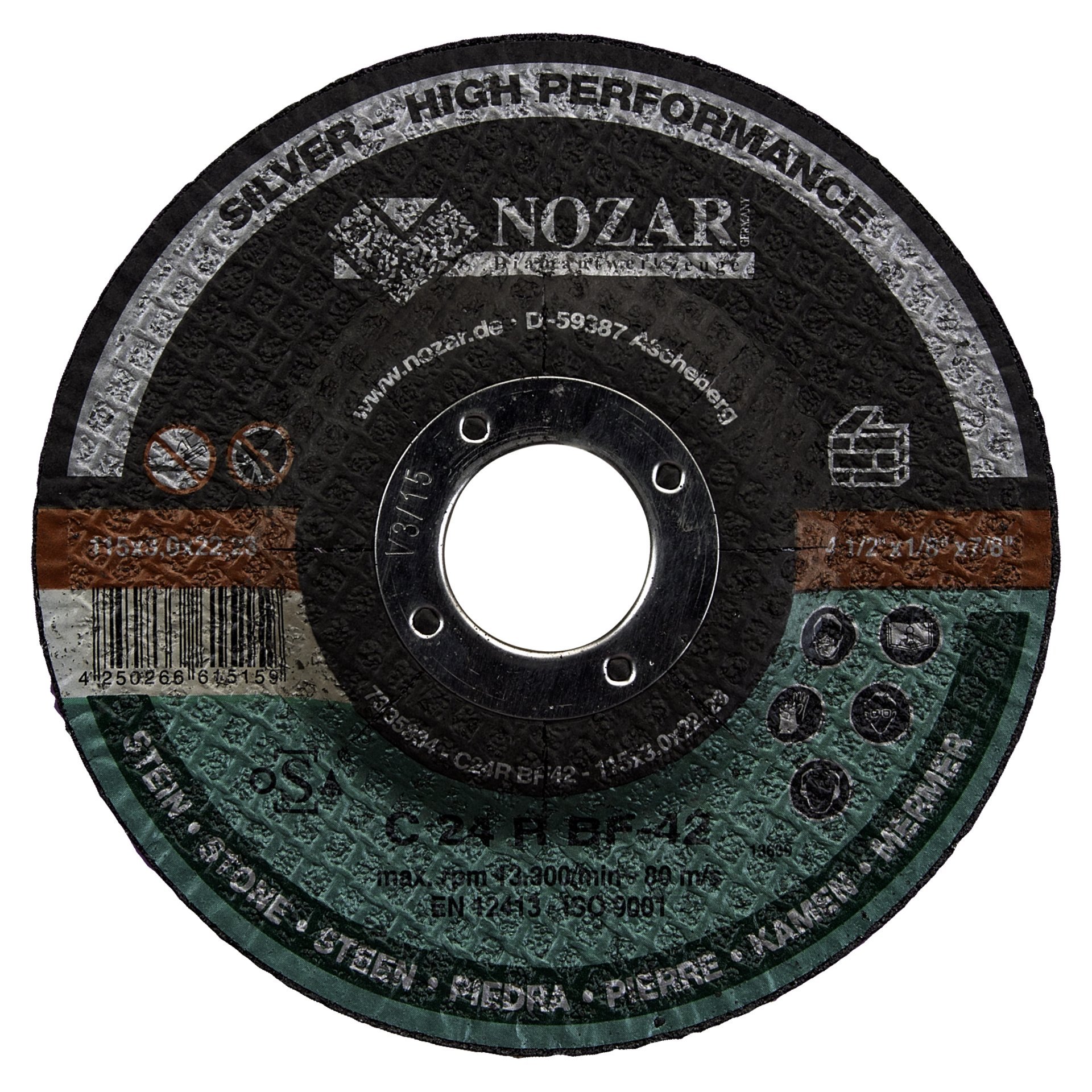Nozar SF Trennscheibe Stein gekröpft / Silver
CS30T-BF42 / 115 x 3,0 x 22,23 mm / VE = 25 Stück Produktbild img1 L