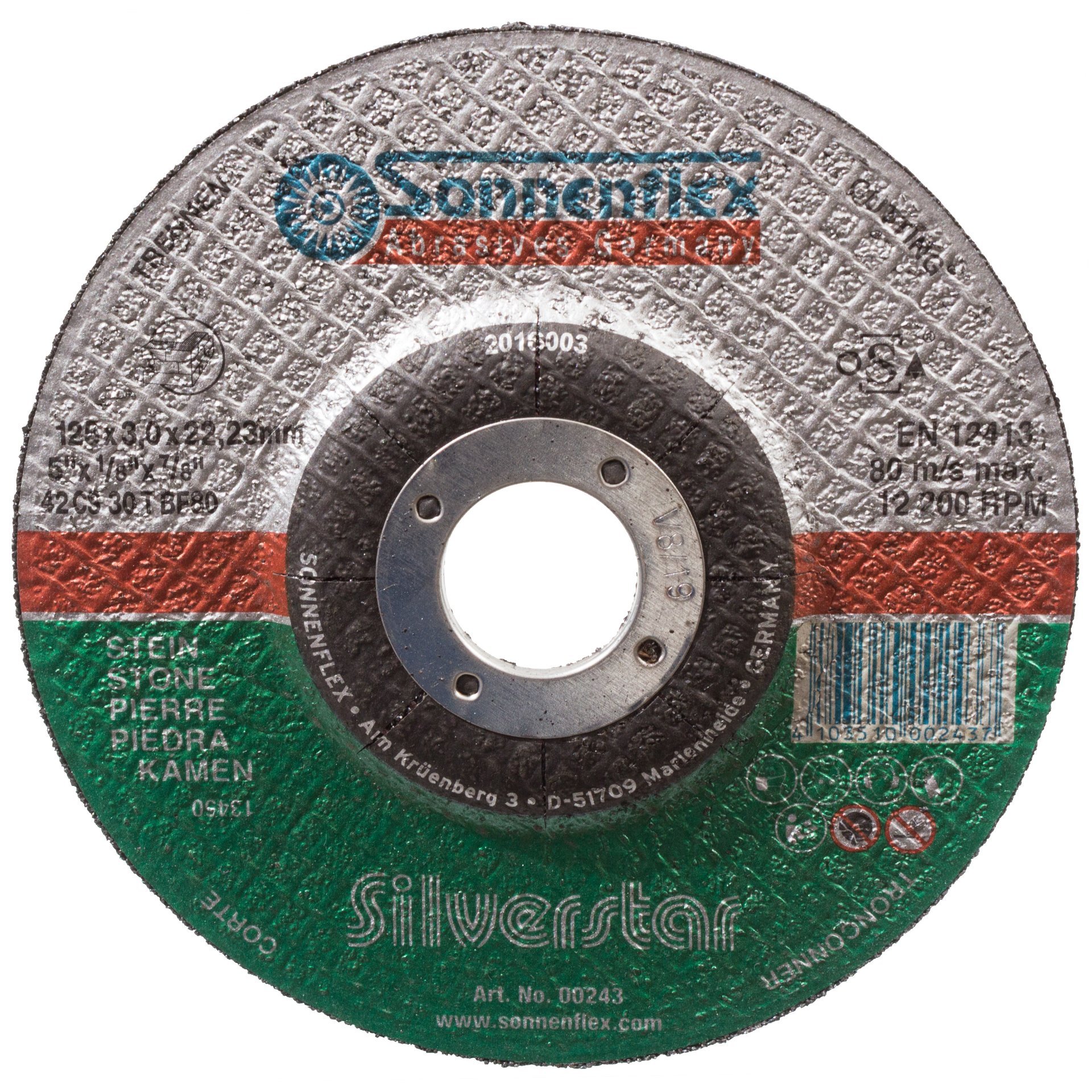 Nozar SF Trennscheibe Stein gekröpft / Silver
CS30T-BF42 / 125 x 3,0 x 22,23 mm / VE = 25 Stück Produktbild img1 L