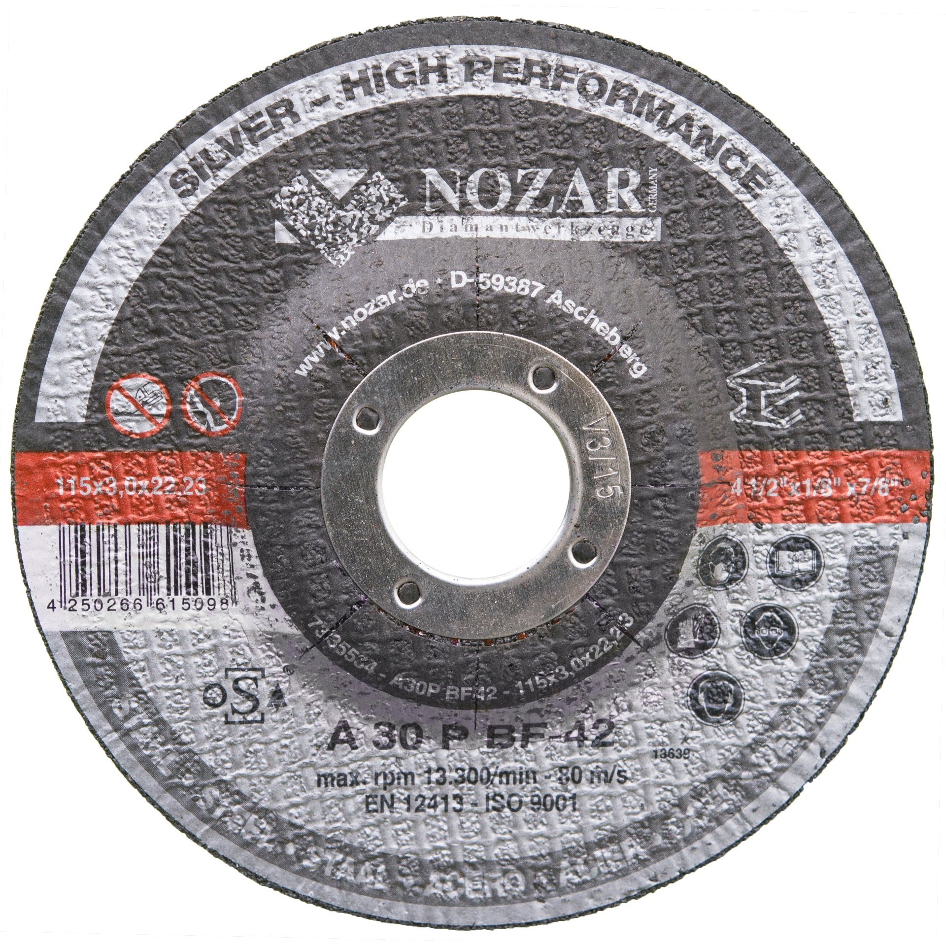 Nozar Trennscheibe Stahl gekröpft / Profi Line
A30P-BF42 / 115 x 3,0 x 22,23 mm / VE = 25 Stück Produktbild img1 L